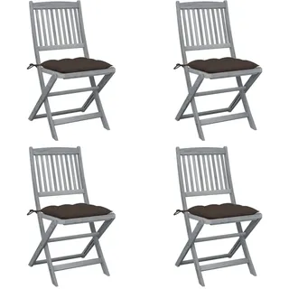 Klappbare Gartenstühle 4 Stk. mit Kissen Massivholz Akazie - Taupe, Bunt