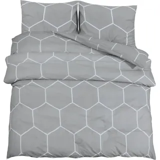 Bettwäsche-Set Grau 200x220 cm Baumwolle - Grau