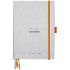 Rhodia 118771C GoalBook (DIN A5, 14,8 x 21 cm, 120 Blatt, dot-Lineatur, 90 g, elegant und praktisch) 1 Stück, Silber