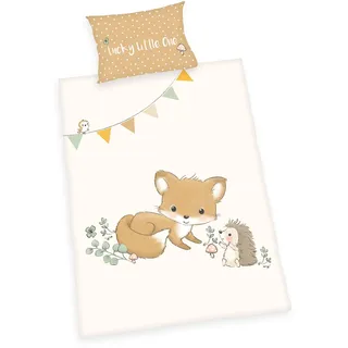 Herding babybest® 2685233063 - Waldfreunde, Flanell-Bettwäsche (Made in Green), 40x60 cm + 100x135 cm, 100% Baumwolle