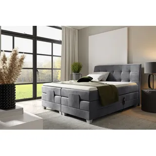 Boxspringbett Elektrisch Bett FRANCO 200x200cm in Stoff Fresh Grau - Grau