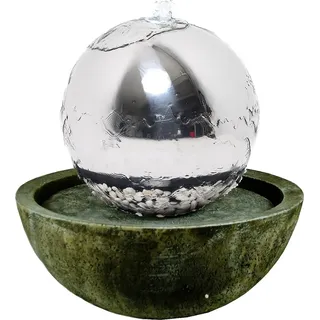 Köhko 30 cm Kugelbrunnen 21008 aus Edelstahl mit LED-Beleuchtung und Harzbecken