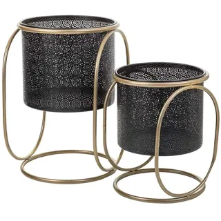 Alexandra House Living Blumentopf-Set, Schwarz, Metall, Eisen, 26 x 178 x 26 cm, 2 Stück