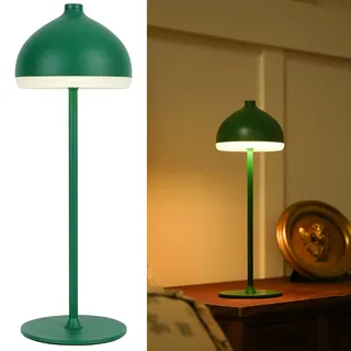 LuminexDesigns DOME TL13 LED Tischlampe Kabellos mit Akku,Dimmbar Touch Tischleuchte,IP54 Spritzwassergeschützt,Vintage Nachttischlampe für Schlafzimmer Wohnzimmer Balkon Terrasse Olivgrün