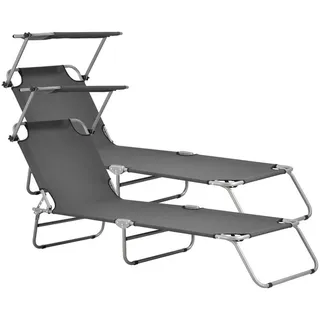 [casa.pro] Argozelo Sonnenliege 186 x 55 x 24 cm Dunkelgrau