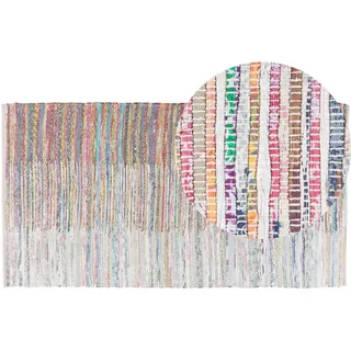 Beliani Teppich geflochten Mersin 150/80 cm , Multicolor , Textil , Gestreift , Rechteckig , 80x150 cm , Teppiche und Böden, Teppiche, Flachwebteppiche