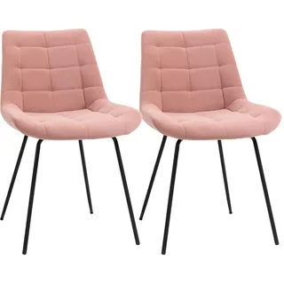 Homcom Esszimmerstuhl Samt rosa 2er Set