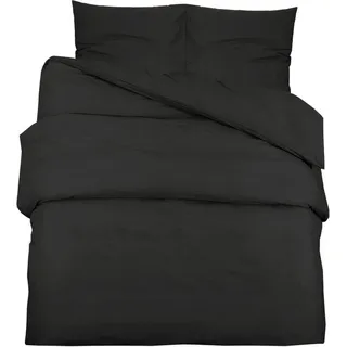 Bettwäsche-Set Schwarz 240x220 cm Baumwolle - Schwarz