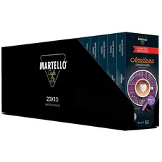 AMILANO Limited Edition Martello Kaffeekapseln UTZ Zertifiziert, Nachhaltig und Fair, Von Hand Gepflückt, Master Packung 200 Kapseln (20 x 10), Für MARTELLO-Kapselmaschinen