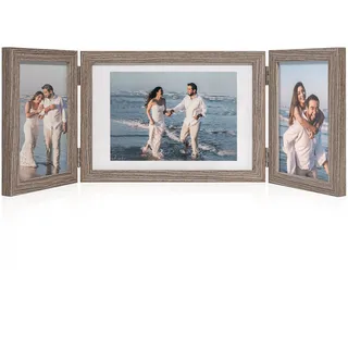 Afuly Holz Bilderrahmen 3 Bilder Mehrfach Collage Braun für 10x15 und 13x18 cm Fotos