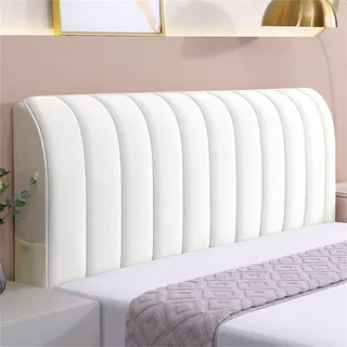 Hearda Elastischer Bettkopfteilbezug aus Samt, All-Inclusive, staubdicht, weich, bequem, Kopfteil-Schonbezug, flauschige Kopfbedeckung für Schlafzimmer-Dekor (180 cm, Weiß)