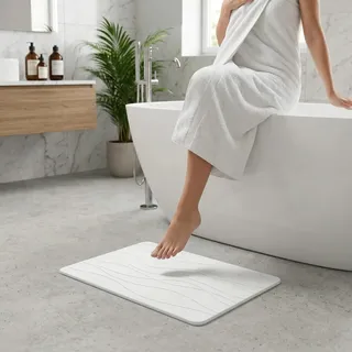 NK Badematte aus Diatomit 60 x 40 cm - Stein Badematte Schnell Trocknend, Stark Saugfähig und Rutschhemmend für Dusche, Stone Bath Mat