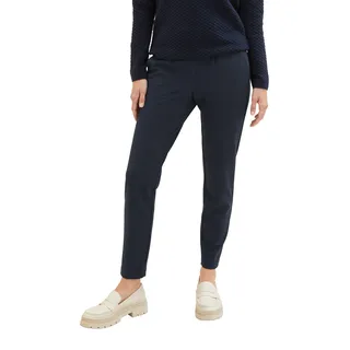Jogger Pants TOM TAILOR "Loose - Slim", Damen, Gr. 34, Länge 32, blau (marine), Web, Obermaterial: 60% Viskose, 34% Polyamid, 6% Elasthan, unifarben, lässig geschnitten lang, Hosen Jogger Pants, mit Bundfalten, Topseller