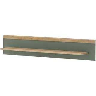 Furn.Design Wandboard Salbei, Evoke Eiche, Wandregal 107 cm skandinavisches Design , Eichefarben, Salbeigrün , Holzwerkstoff , Nachbildung,Eiche , Uni, Holz Optik , Rechteckig , 107x20x19 cm , FSC 100% , Wohnzimmer, Regale, Wandboards