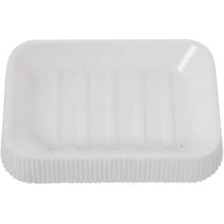 DRW Seifenschale für Badezimmer, Acryl, weiß, 2,5 x 13 x 9 cm