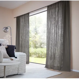 LeGer Home by Lena Gercke Gardine »Hevin, Musselin Vorhang, blickdichte Gardine« Stangendurchzug 1 Stk. tlg. natürliche, moderne Gardine in schönem Musselin Look, grau