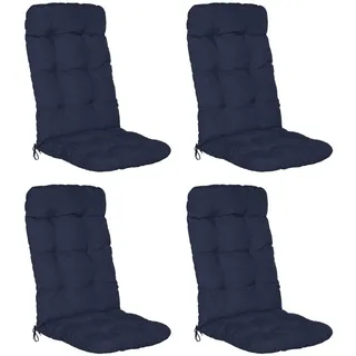 Beautissu Hochlehner Auflage 120 x 50 x 8 cm blau 4-tlg.