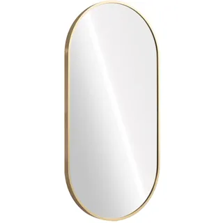 Navaris Wandspiegel Design – ovaler Spiegel 75 x 38 x 3 cm mit Aluminiumrahmen – horizontale oder vertikale Aufhängung für Eingangsbereich, Schlafzimmer, Wohnzimmer