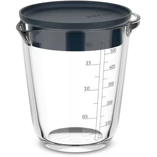 Mepal Messbecher Chef it 0,5 Liter aus Glas mit Deckel Navy