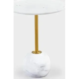 Weißer Beistelltisch Stilvoller Runder Wohnzimmer Couchtisch Marmor Möbel