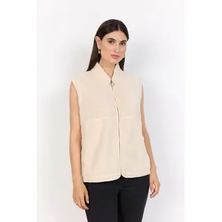 Plüschweste SOYACONCEPT "SC-ONYX 3", Damen, Gr. S, beige (cream), Plüsch, Obermaterial: 100% Polyester, unifarben, Westen Plüschweste