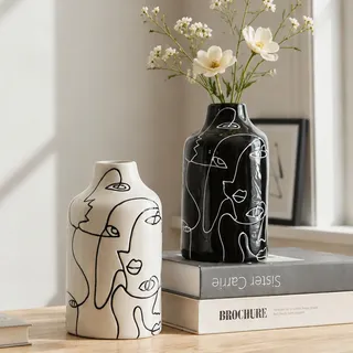 Kimdio Keramikvase für Wohnkultur, abstraktes unregelmäßiges Design, Blumenvase, Wohnzimmerdekoration, minimalistische dekorative Vasen für Pampasgras