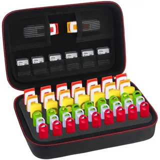 BOVKE USB-Flash-Laufwerk-Organizer mit 48 Steckplätzen für SD-Karten, Daumenlaufwerke und Speicherkartenhalter für SanDisk, Samsung, Netac, PNY – extra Netztasche