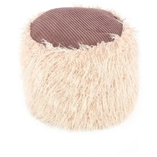 Kayoom Pouf Fellpouf Bobtail 125 Polyester 45 x 38 x 45 cm Beige/Braun
