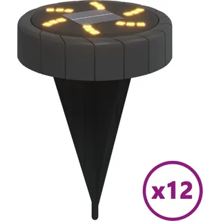 vidaXL Solar-Bodenleuchten mit Erdspieß 12 Stk. Warmweiß - Schwarz