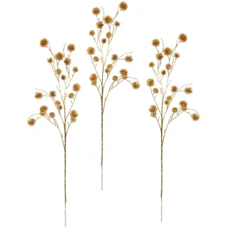 I.GE.A. Flair Flower Künstlicher Mini Distelzweig Gold Metallic 3er Set Kunstzweig Deko Pflanze Edeldistel Zweig Weihnachtsdeko Einzelblume Winterblume Plastikblumen Kunstpflanze AST, 100x18x6 cm, 021135GO