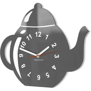 FLEXISTYLE Moderne Küche Wanduhr KRUG 3D römisch, wanduhr deko, modern, Schwarz +5 Farben (Grau)