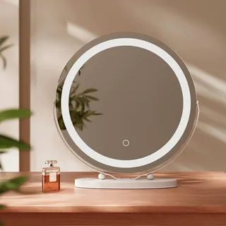 EMKE Spiegel mit Beleuchtung Hollywood Spiegel mit Touch Control Dimmbar 3 Lichtfarben Schminkspiegel mit Beleuchtung Weiß LED Kosmetikspiegel 360° Drehbar Makeup Spiegel