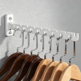 Mooche Kleiderhaken Klappbar mit Geboht, Edelstahl Kleiderlüfter Weiß | Edelstahl Garderobe, Platzsparend Garderobenhaken für Schlafzimmer, Badezimmer, Balkon und Flur
