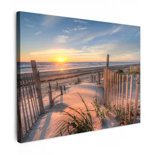 MuchoWow© Wandbilder Schlafzimmer Home Deko Wohnung Bild Wohnzimmer | 80x60 cm - Fotoleinwand Wand Bilder Leinwand Wall Decor Strandbilder - Stranddeko - Maritime - Strand und Meer - Pflanzen