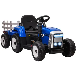 Homcom Elektro-Kinderauto Traktor mit Anhänger blau (2-tlg)