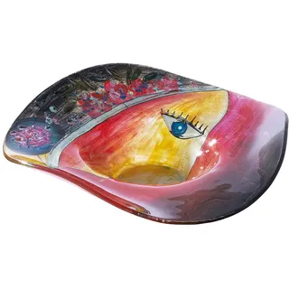 Gilde Dekoschale Cloe, mehrfarbig Glas, Maske, organisch, 10 cm, handbemalt, Dekoration, Dekoartikel, Dekoteller - -tabletts