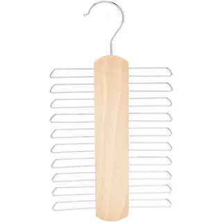 Amazon Basics Holz-Krawatten- und Gürtelhalter mit 20 Stangen, 2 Stück, 1er-Pack, Doppelpack, Natur