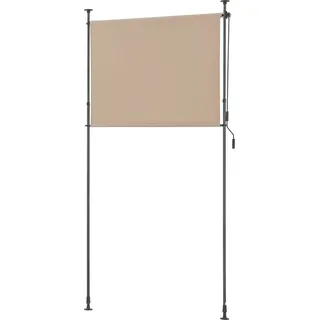 Außenrollo Cimarra 150 x 270 cm Balkonrollo Senkrechtmarkise mit Handkurbel Sichtschutz witterungsbeständig Stahlgestell Sandfarben - Beige
