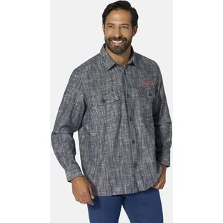 Outdoorhemd JAN VANDERSTORM "Outdoorhemd KERLIN", Herren, Gr. 4XL, weit, blau (dunkelblau gemustert), Obermaterial: 100% Baumwolle CO., Hemden Outdoorhemd