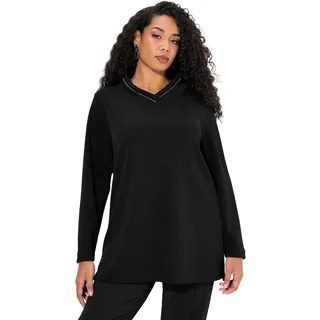 Ulla Popken Damen Sweatshirt, Stehkragen, Classic, Zierkette, Langarm Sweatshirts (1er Pack)