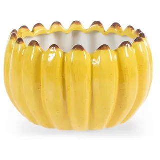 H&H Tafelaufsatz aus Steingut, dekoriert, Obstschale oder Tischutensilien, robuste Keramik, 17 x 10 cm, originelles Obst-Design