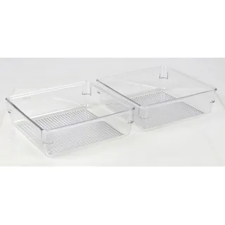 Organizer Box 2er Set 16x16x5 cm Aufbewahrungsbox Kunststoff Ordnungsbox Küche