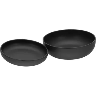 CreaTable Salatschüssel »Uno« 2 Stk. aus Steinzeug Vintage-Look, Ø 26 cm, Made in Europe, schwarz