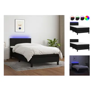 vidaXL Boxspringbett mit Matratze & LED Schwarz 100x200 cm Stoff