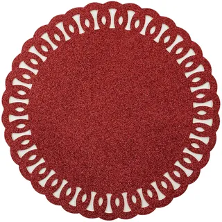 Douceur d'Intérieur Guirlande Tischset (Durchmesser 38 cm), Rot, durchbrochenes PVC mit Pailletten