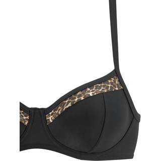 Bügel-Bikini-Top LASCANA "Adele", Damen, Gr. 42, Cup C, schwarz (schwarz, leo), Recycling-Polyamid, unifarben, Bikini-Oberteile Bügel-Bikini-Top, mit trendigen Details