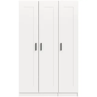 Inn.Furn Kleiderschrank in weiß 120 x 194 cm, Drehtürenschrank 3-türig skandinavisch , Weiß , Holzwerkstoff , Nachbildung , 5 Fächer , 120x194x56 cm , Schlafzimmer, Kleiderschränke