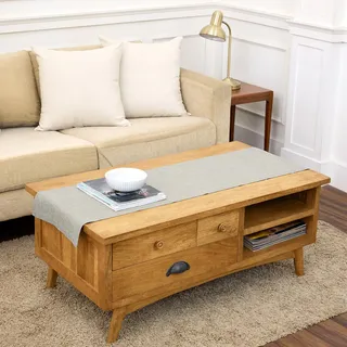 Solino Home Tischläufer, 122 cm, 100 % reines Leinen, Austerngrau, 35,6 x 121,9 cm, ideal für Kommoden und Couchtische, Frühling, Sommer, Athene