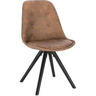 WOLTU 1 Stück Esszimmerstuhl, Sitzfläche aus Stoffbezug, Design Stuhl, Küchenstuhl, Holzgestell, Antiklederoptik Dunkelbraun - Dunkelbraun