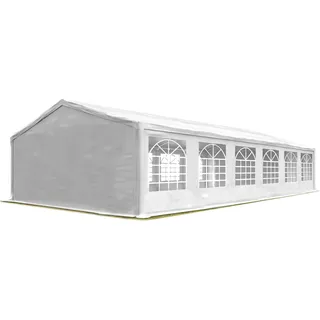 TOOLPORT Partyzelt 6x12 m Pavillon starke PVC 600 N Plane wasserdicht und schneller Aufbau - Weiß